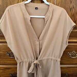 Womens Button Down Blouses Casual Peplum Summer Tops Dressy Chiffon Work Blouse